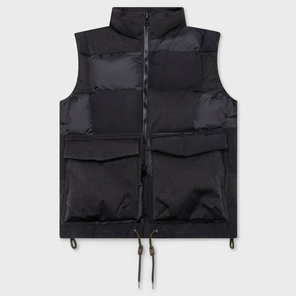 Faux Suede Mix Vest - Black