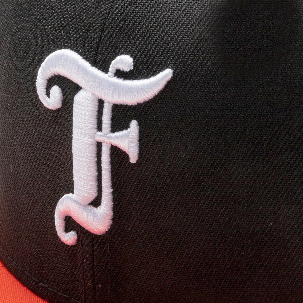 Old English F Snapback Hat w/ Pin - Black/Orange