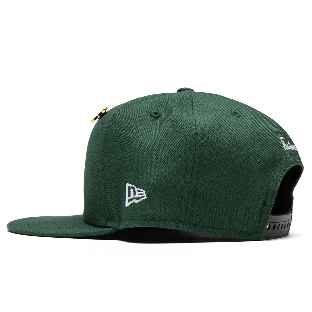 Old English F Snapback Hat w/ Pin - Cilantro Green