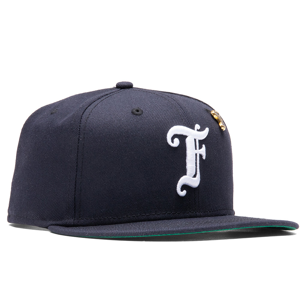 Old English F Snapback Hat w/ Pin - Navy