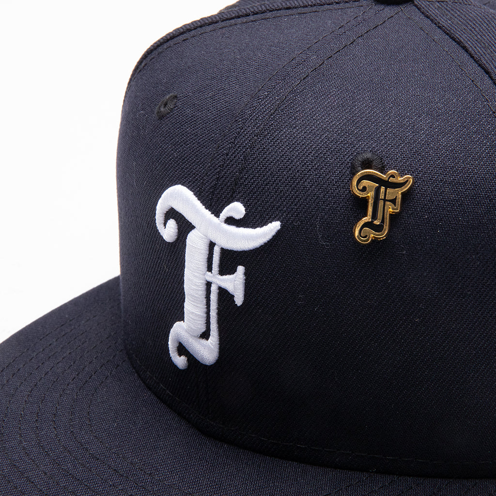 Old English F Snapback Hat w/ Pin - Navy