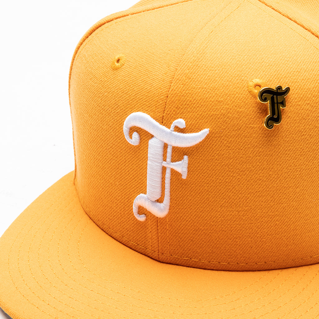 Old English F Snapback Hat w/ Pin - Regular Gold