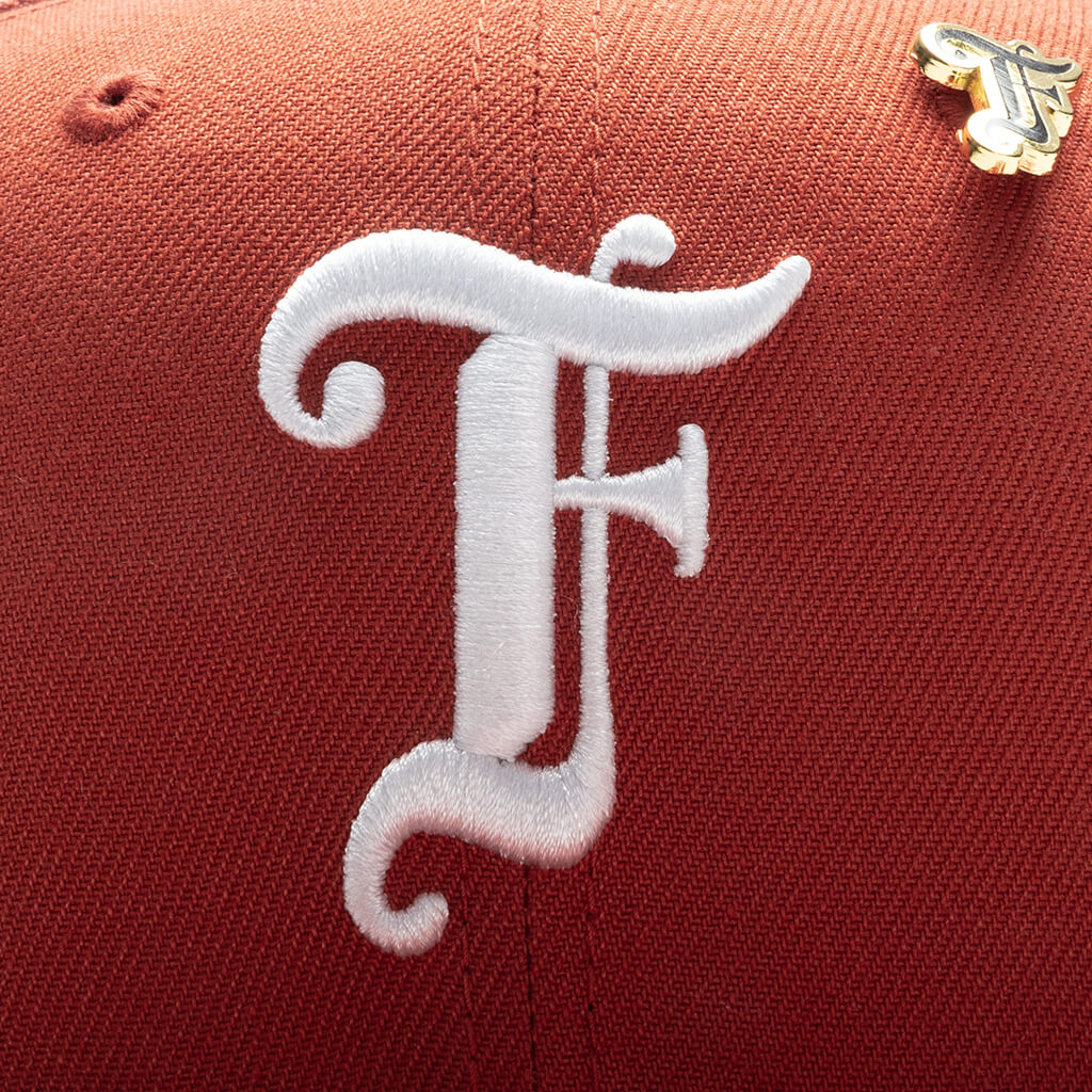 Old English F Snapback Hat w/ Pin - Rust