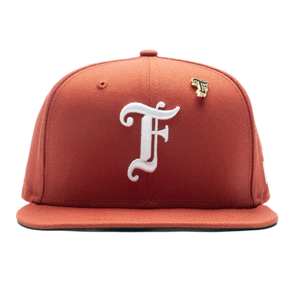 Old English F Snapback Hat w/ Pin - Rust