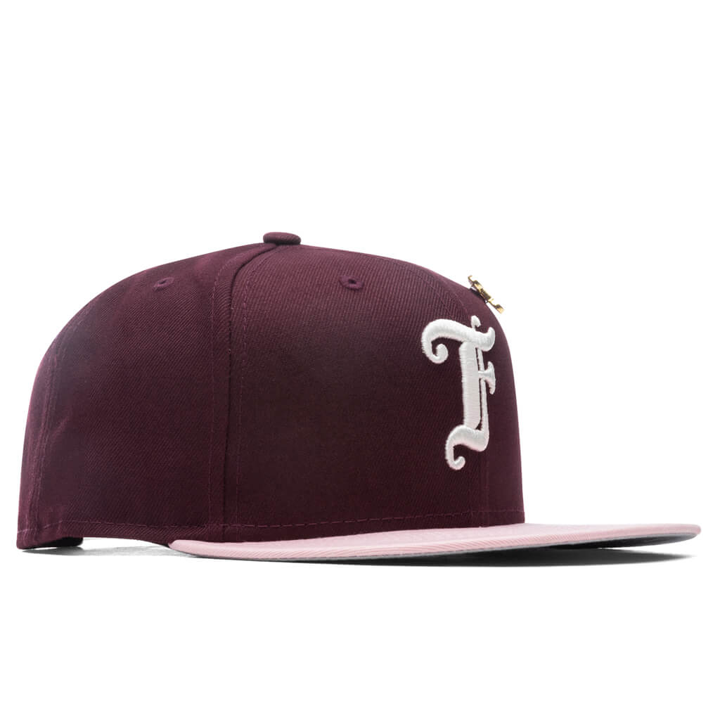 Old English F Snapback - Cardinal/Pink