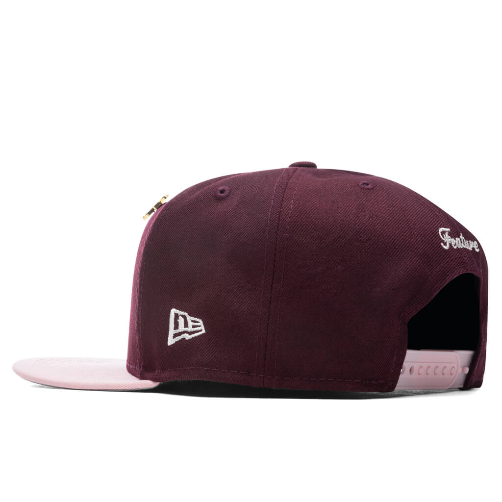 Old English F Snapback - Cardinal/Pink