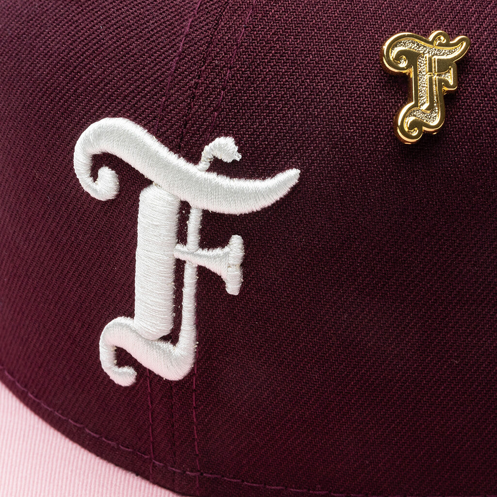 Old English F Snapback - Cardinal/Pink
