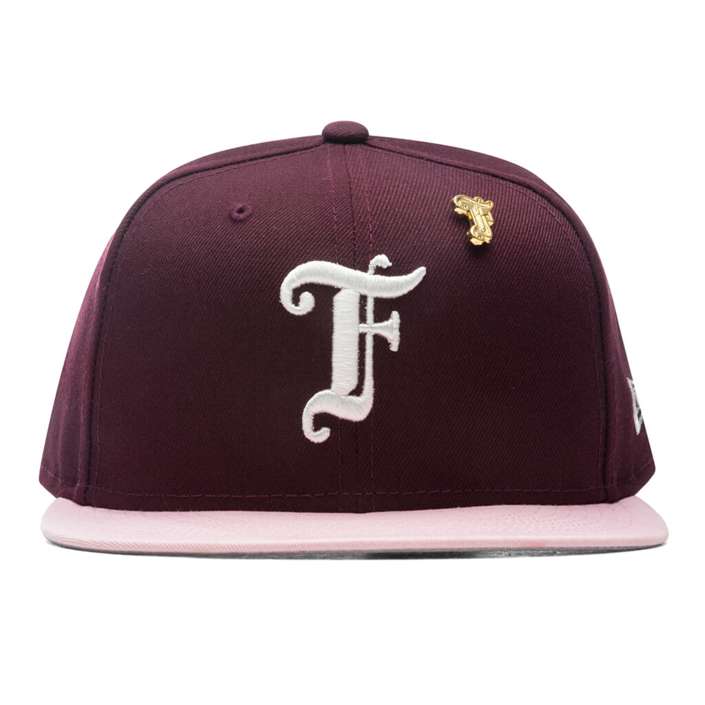 Old English F Snapback - Cardinal/Pink