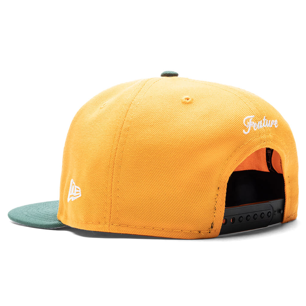 Old English F Snapback Hat w/ Pin - Gold/Cilantro