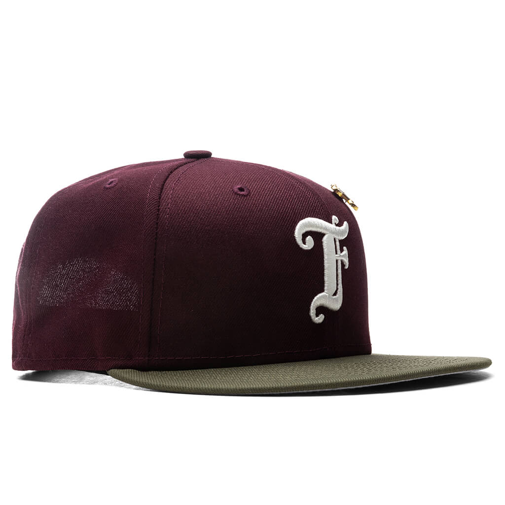 Old English F Snapback - Maroon/New Olive