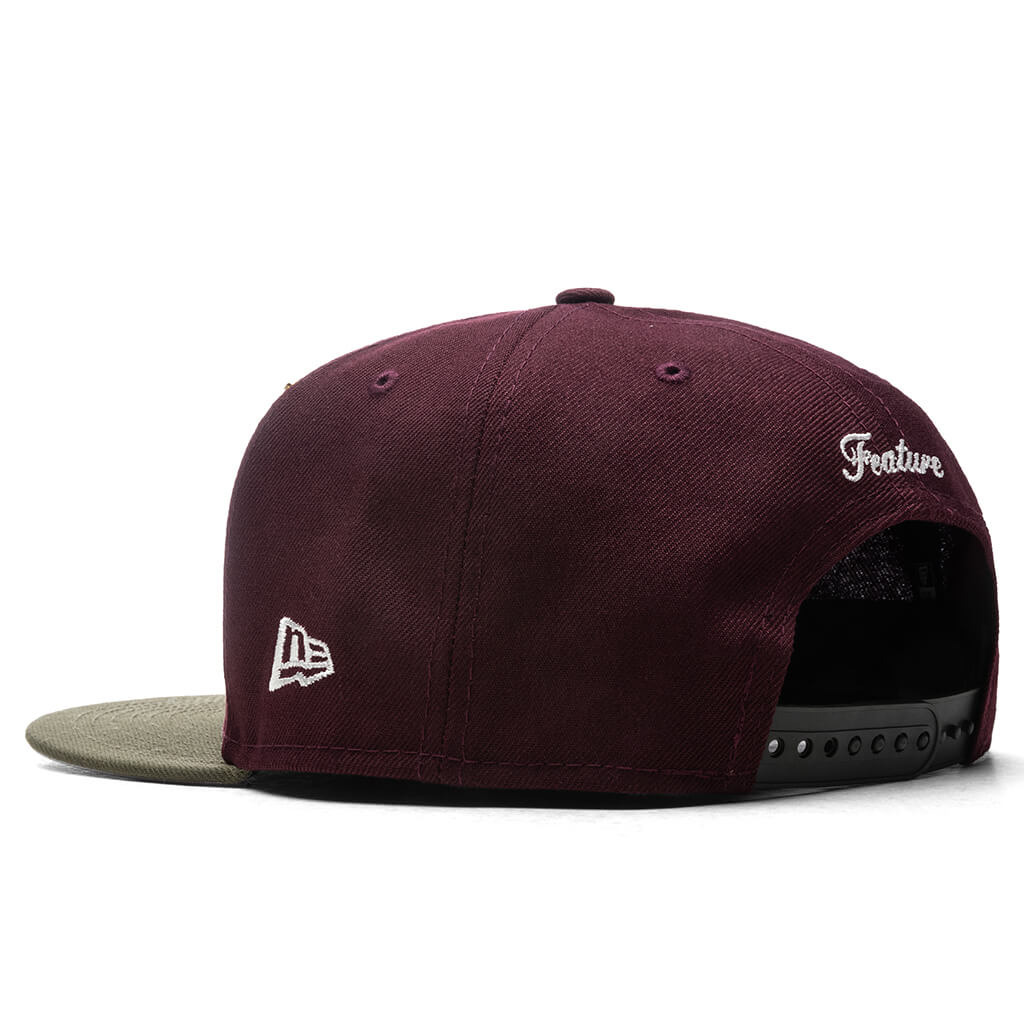 Old English F Snapback - Maroon/New Olive