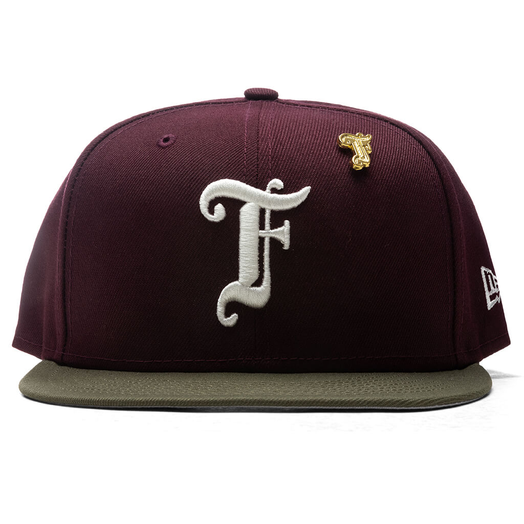 Old English F Snapback - Maroon/New Olive