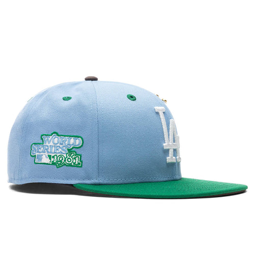 "Earth" Los Angeles Dodgers Fitted - Birdseye Blue/Kelly Green
