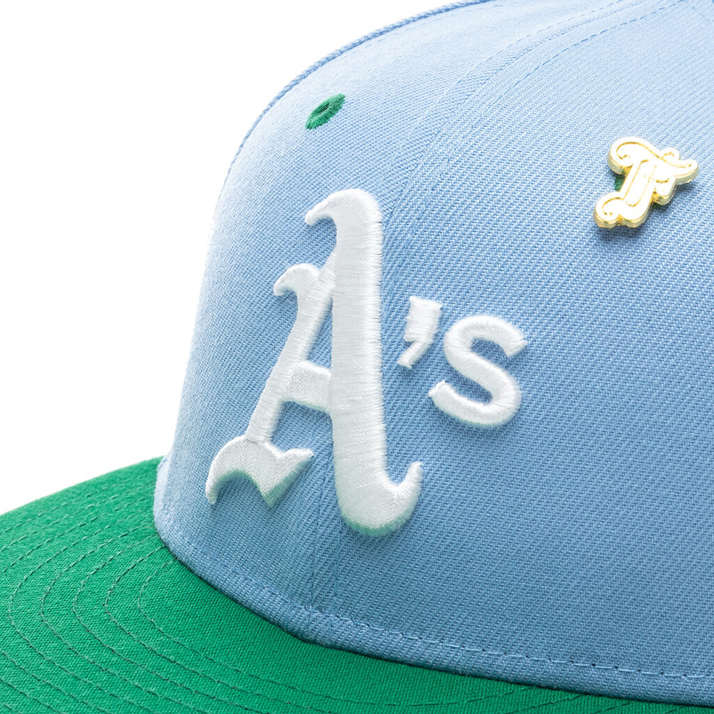 "Earth" Oakland Athletic's Fitted - Birdseye Blue/Kelly Green