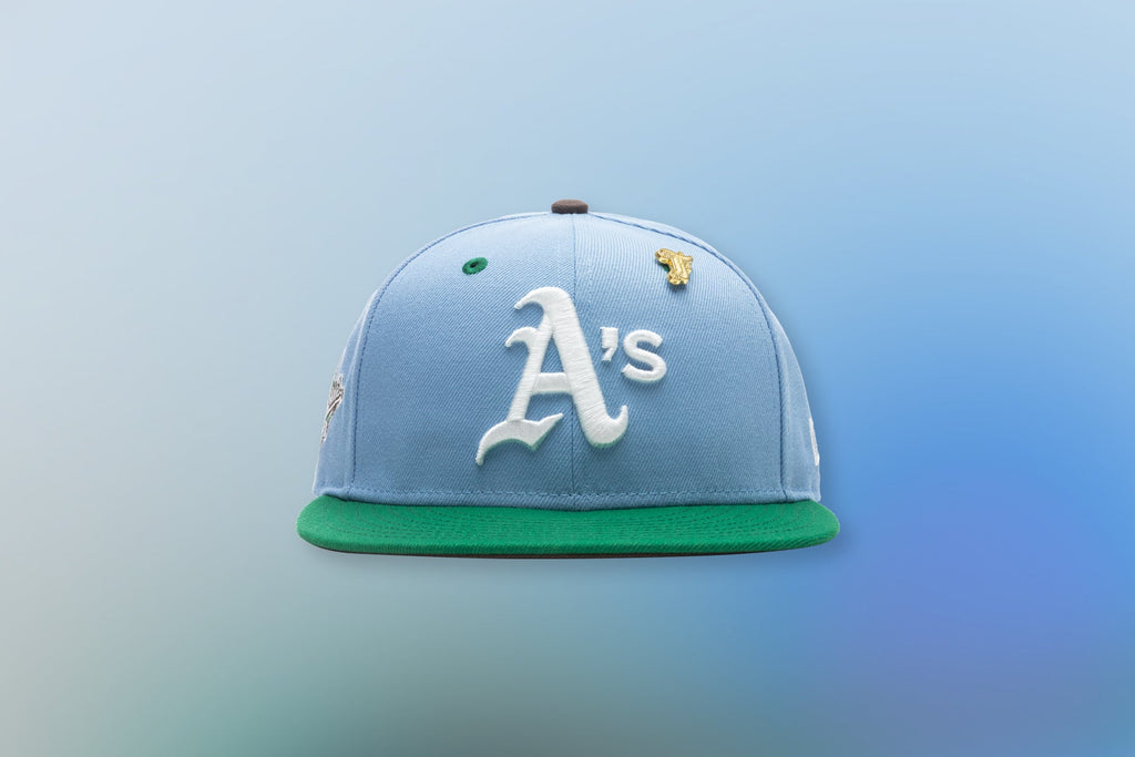 "Earth" Oakland Athletic's Fitted - Birdseye Blue/Kelly Green