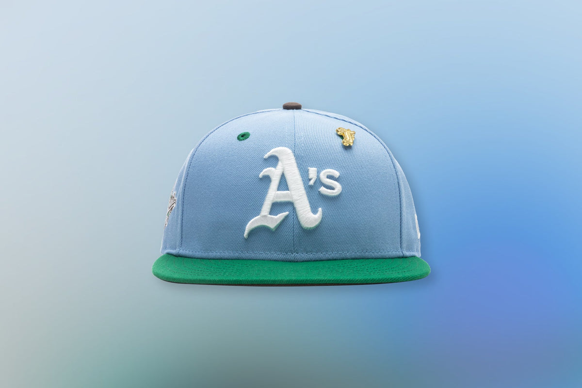 "Earth" Oakland Athletic's Fitted - Birdseye Blue/Kelly Green