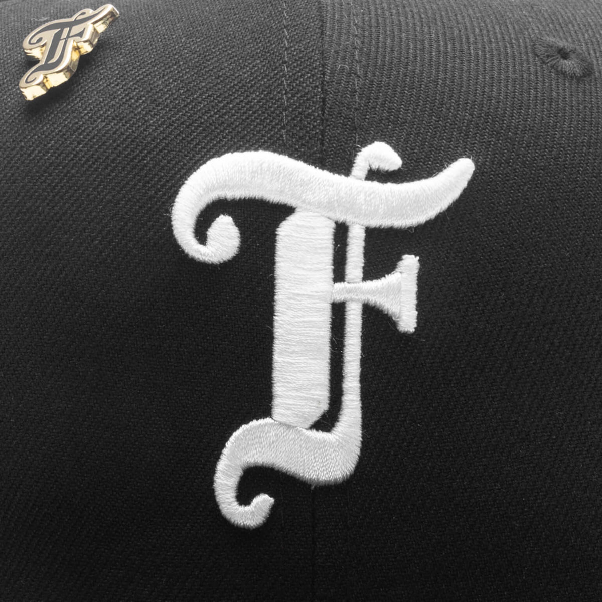 Old English F Snapback Hat w/ Pin - Black