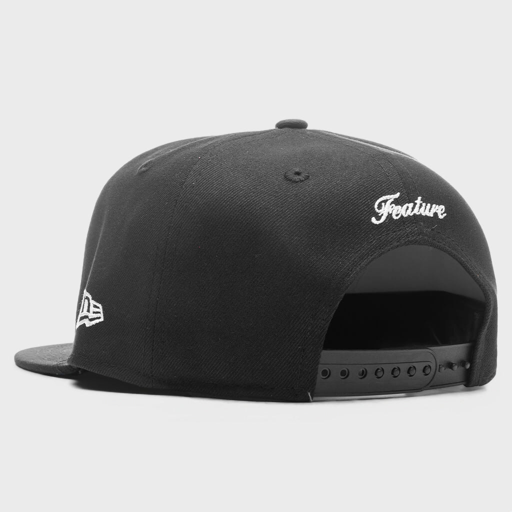 Old English F Snapback Hat w/ Pin - Black