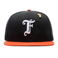 Old English F Snapback Hat w/ Pin - Black/Orange