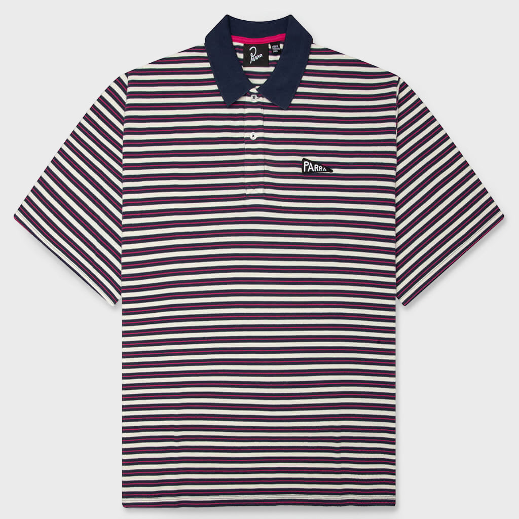 Flag Striper Polo Shirt - Purple Pink