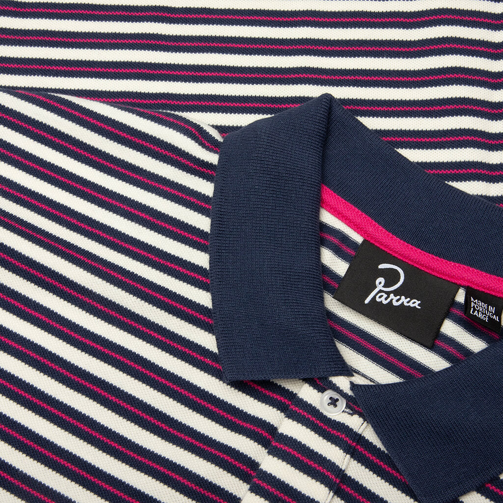Flag Striper Polo Shirt - Purple Pink