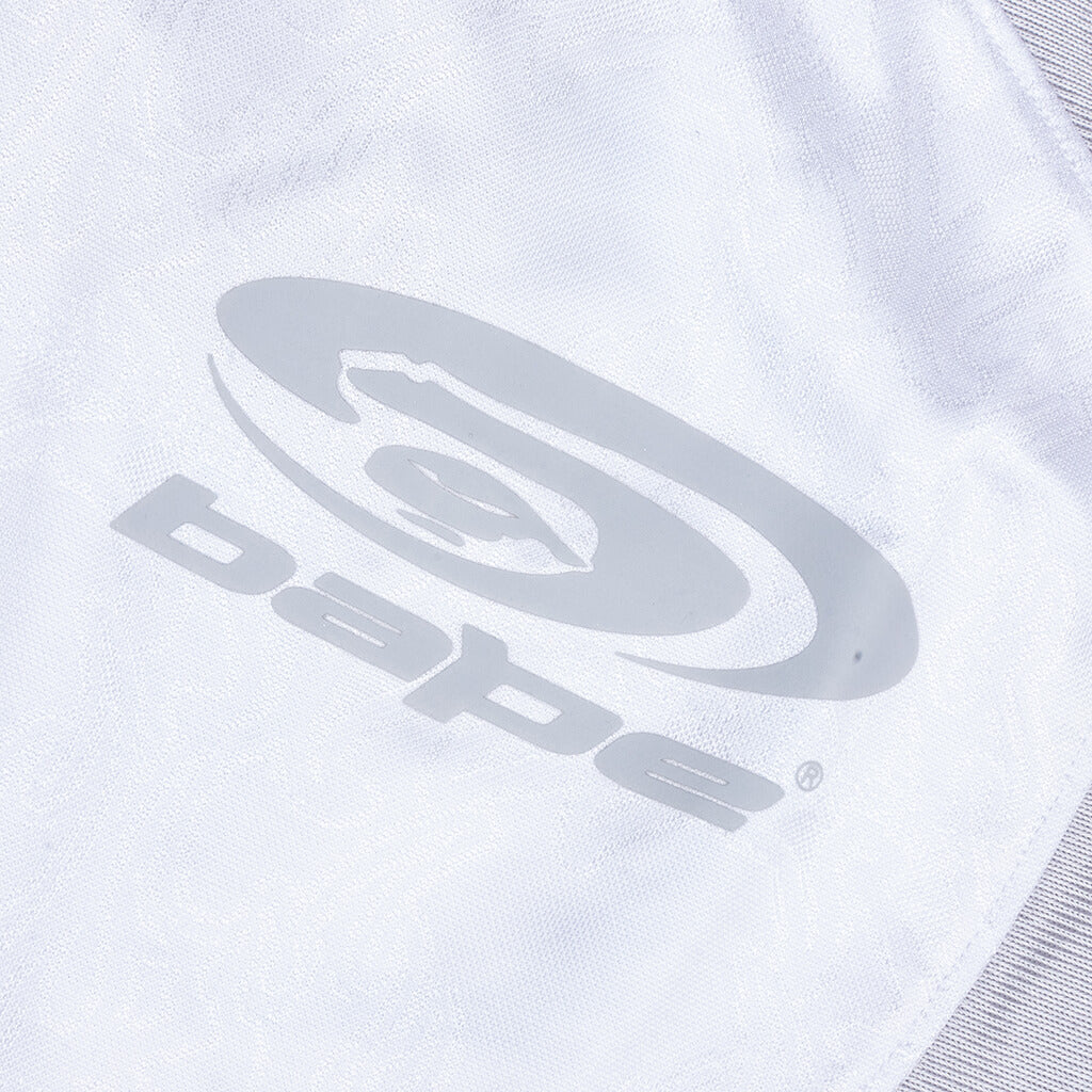Flame Pattern Multilogo Relaxed Fit Football Jersey - White
