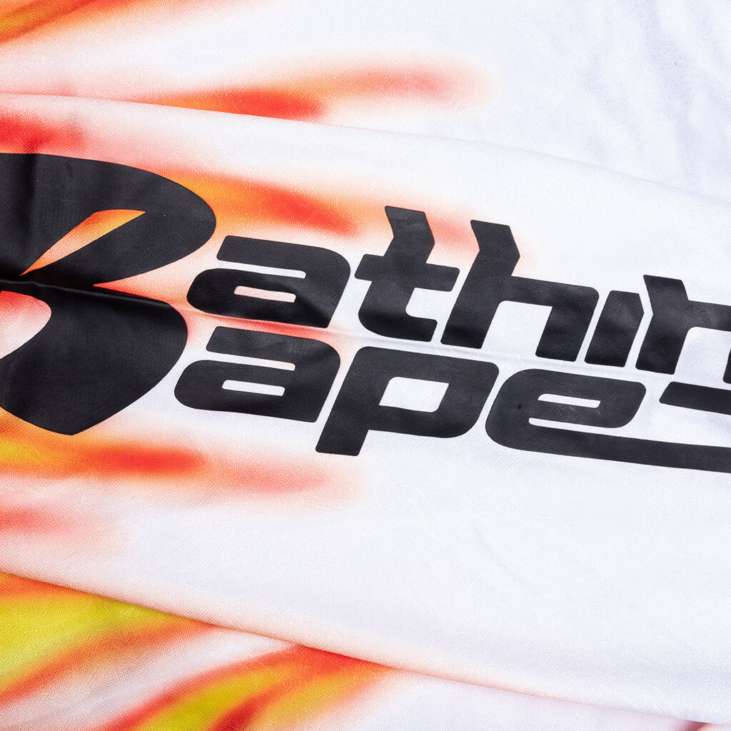 Flame Pattern Multilogo Relaxed Fit Football Jersey - White