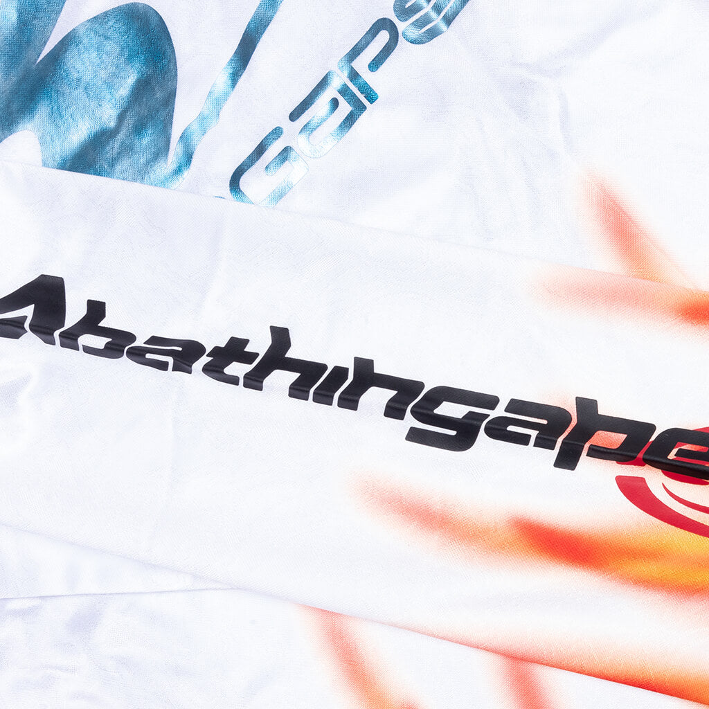 Flame Pattern Multilogo Relaxed Fit Football Jersey - White