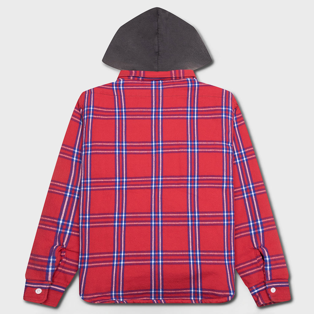 Flannel Quilt Shirt Jacket - Red