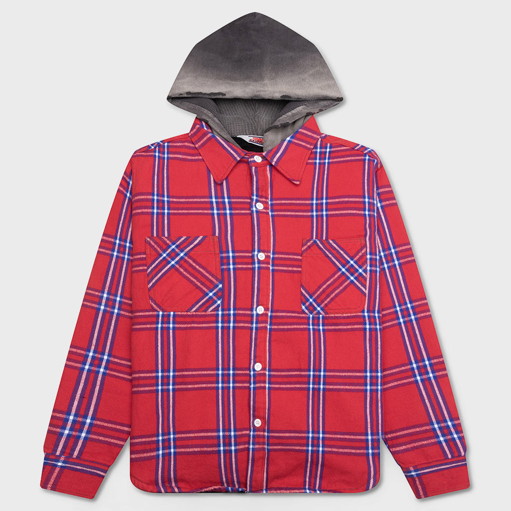 Flannel Quilt Shirt Jacket - Red