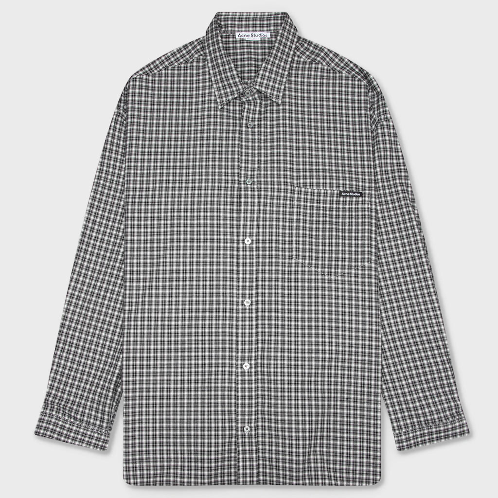 Flannel Button-Up Shirt - Black/White