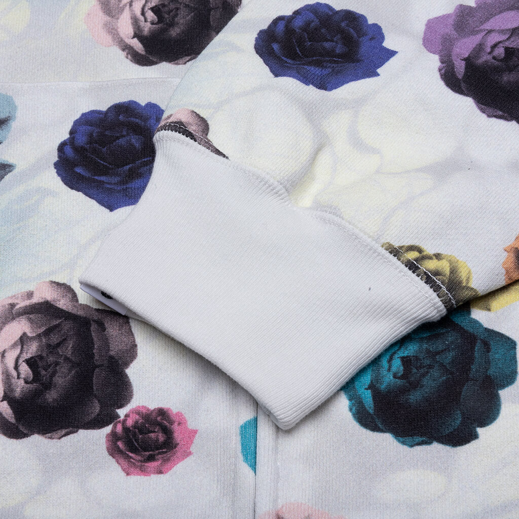 Floral Camo Shark Relaxed Fit Full Zip Hoodie - Ivory