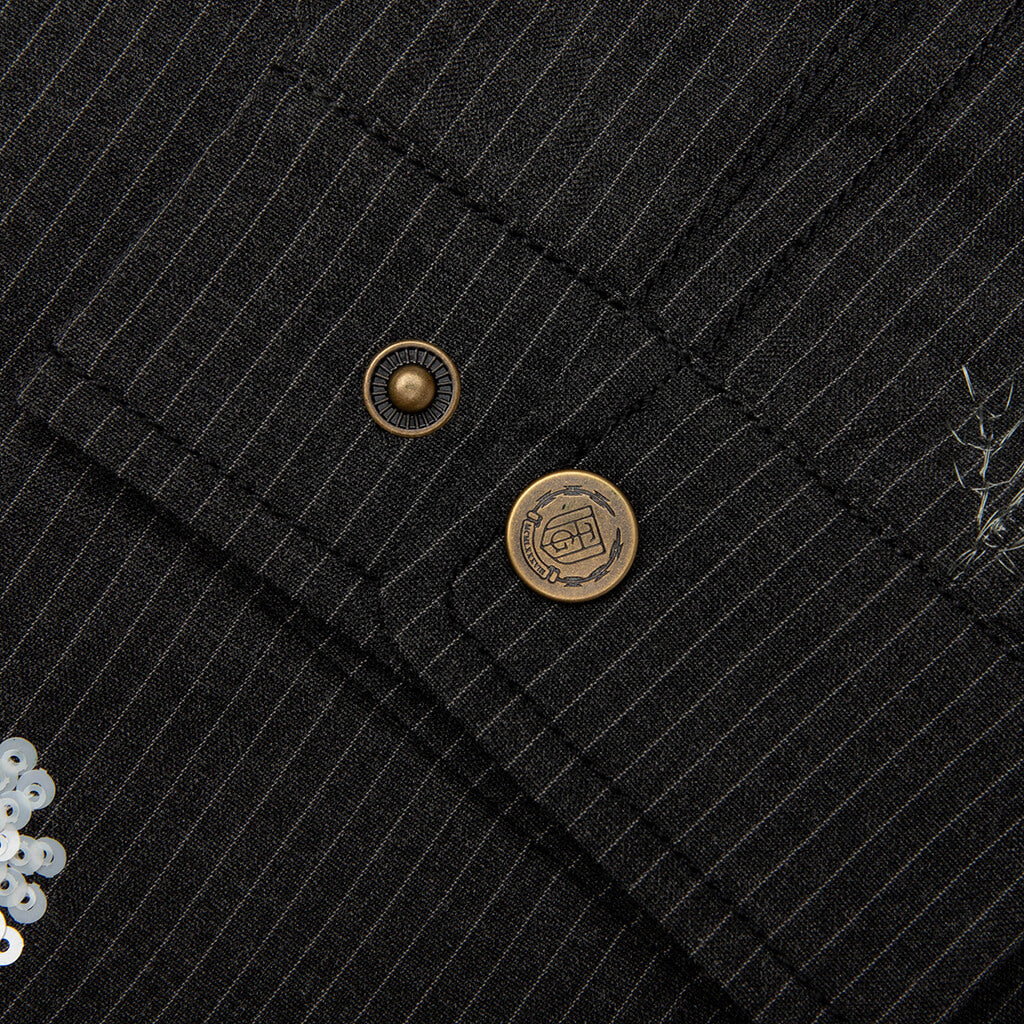 Flowers Beaded Jacket - Black