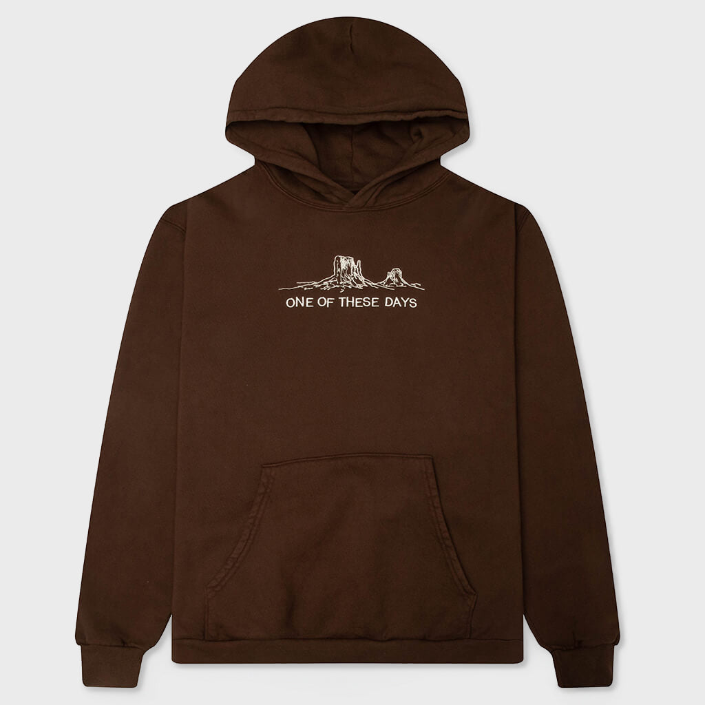 Follow The Road Pullover Hoodie - Dark Brown