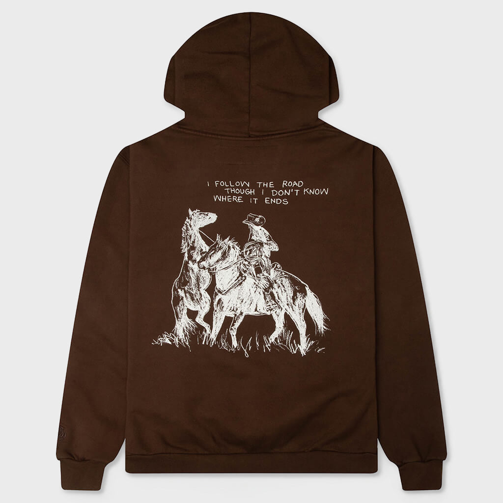 Follow The Road Pullover Hoodie - Dark Brown