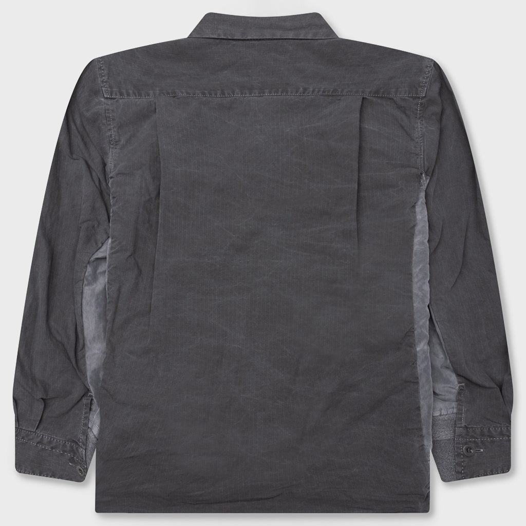 Garment Dye Rip Stop X Nylon Twill Shirt - Black