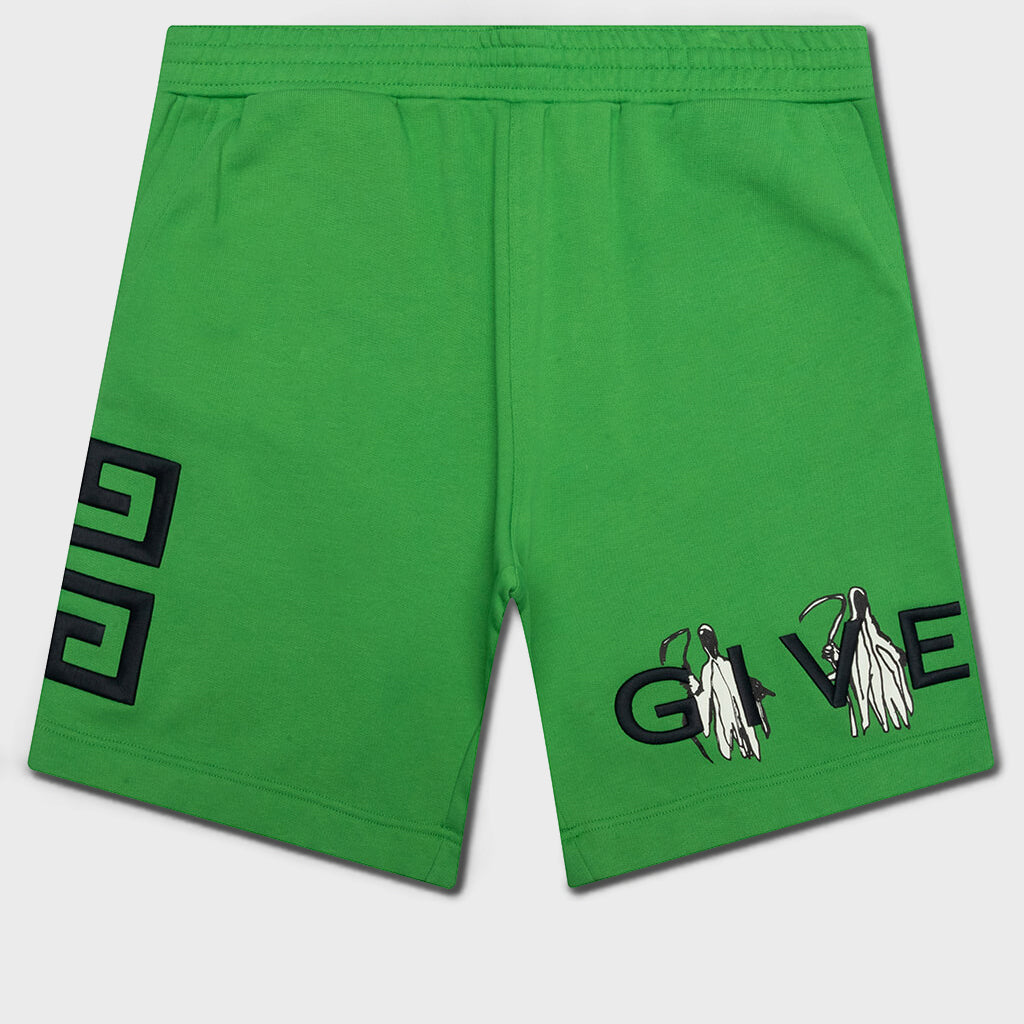Boxy Fit Branding Embroidery Shorts - Apple Green