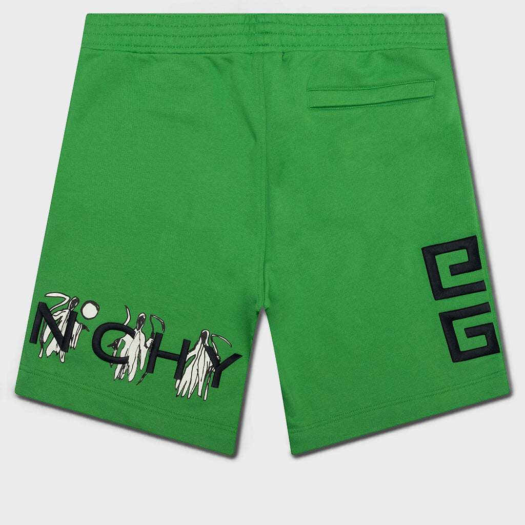Boxy Fit Branding Embroidery Shorts - Apple Green