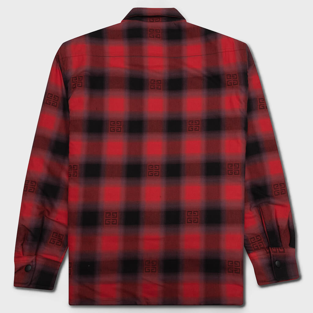 Classic Fit All Over Print L/S Overshirt - Black/Red