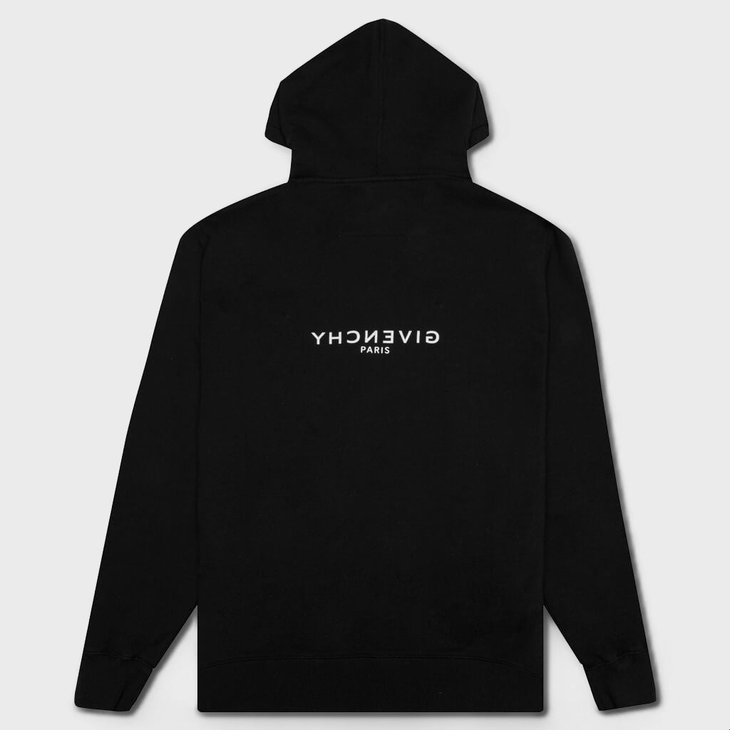 Classic Fit Hoodie w/ Reverse Print - Black