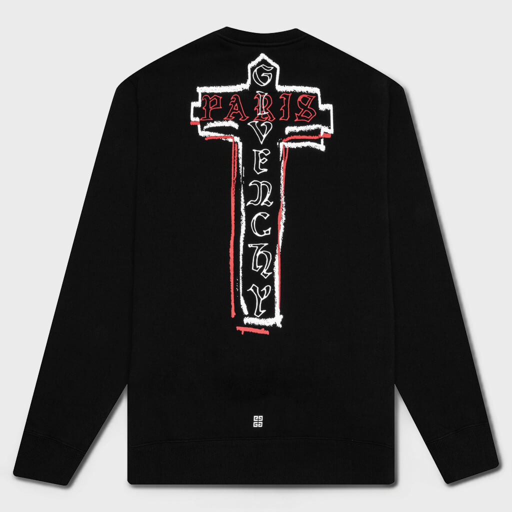Classic Fit Print Sweatshirt - Black