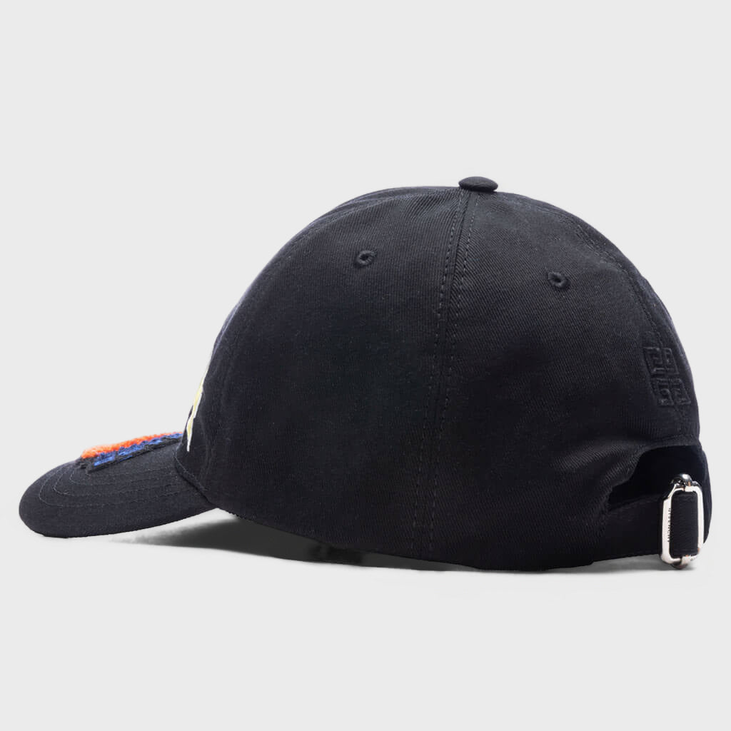 Embroidered Logo Curved Cap - Black