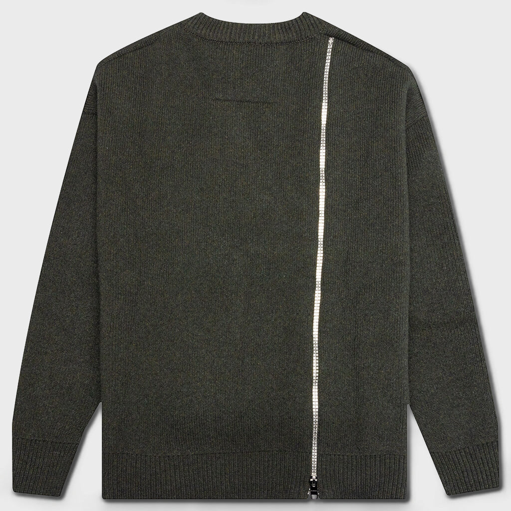 Oversized Crew Neck Sweater - Dark Green