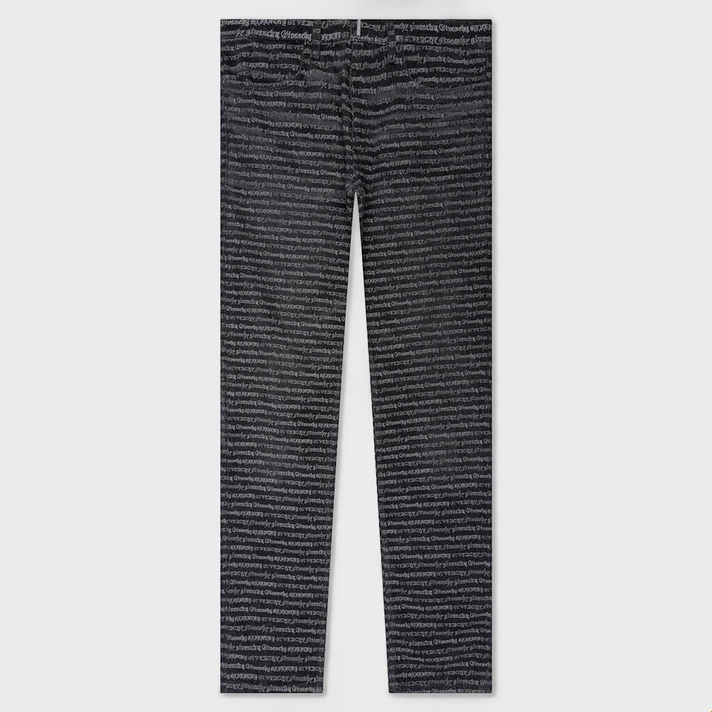 Skinny Fit Trousers w/ All Over - Dark Grey