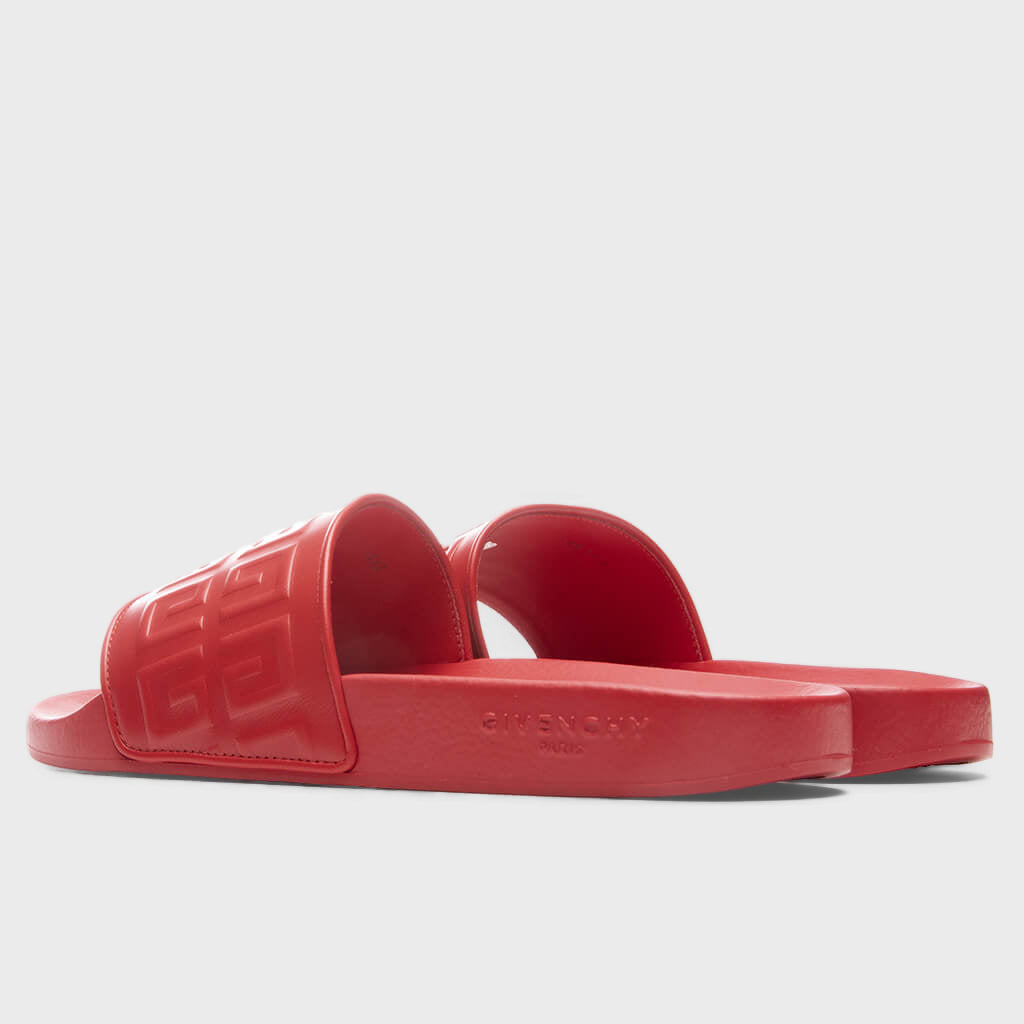 Slide 4G Flat Sandals - Red