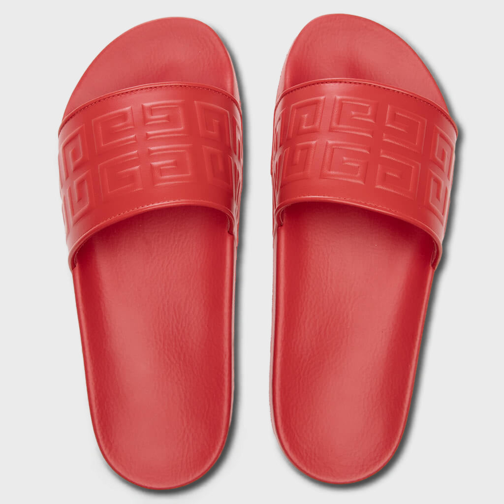 Slide 4G Flat Sandals - Red