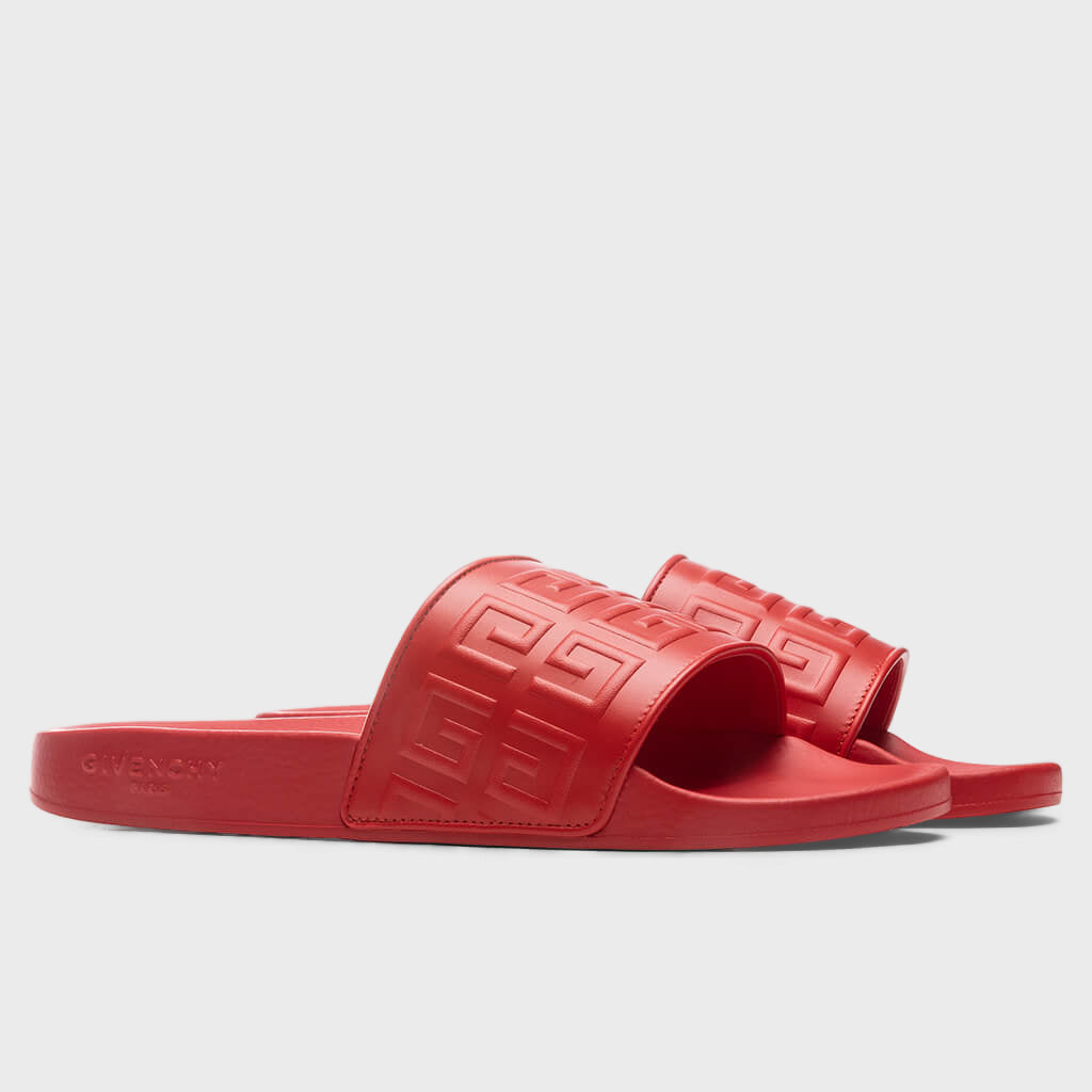 Slide 4G Flat Sandals - Red