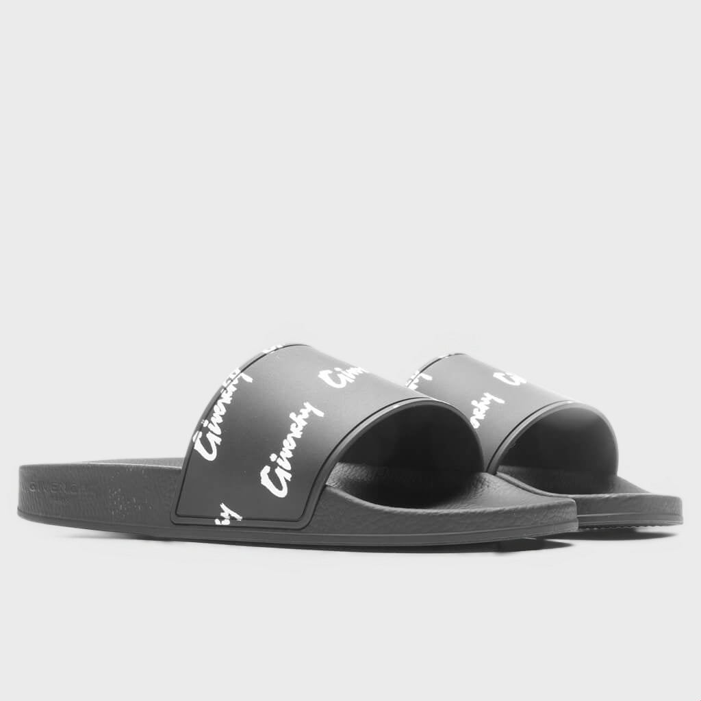 All Over Print Flat Sandals - Black/White