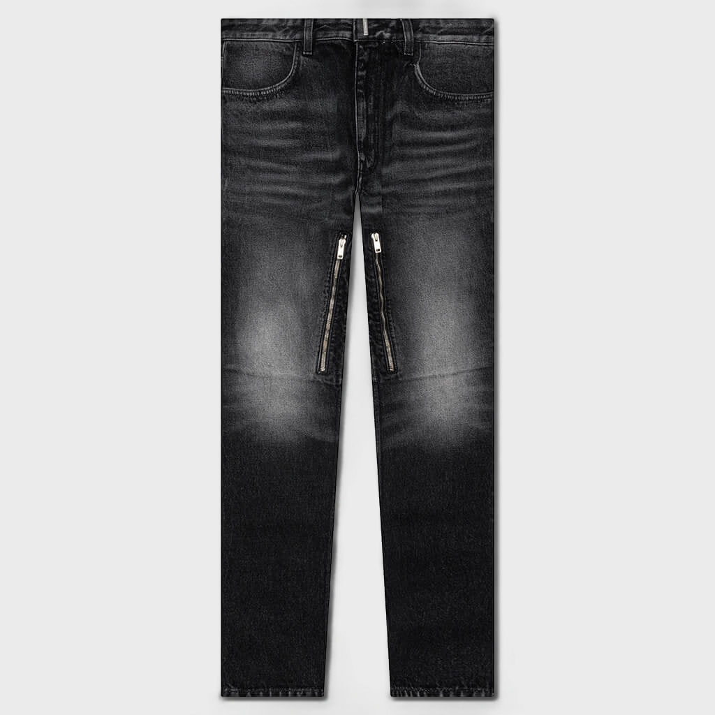 Slim Fit Denim W/ Zips - Black/White