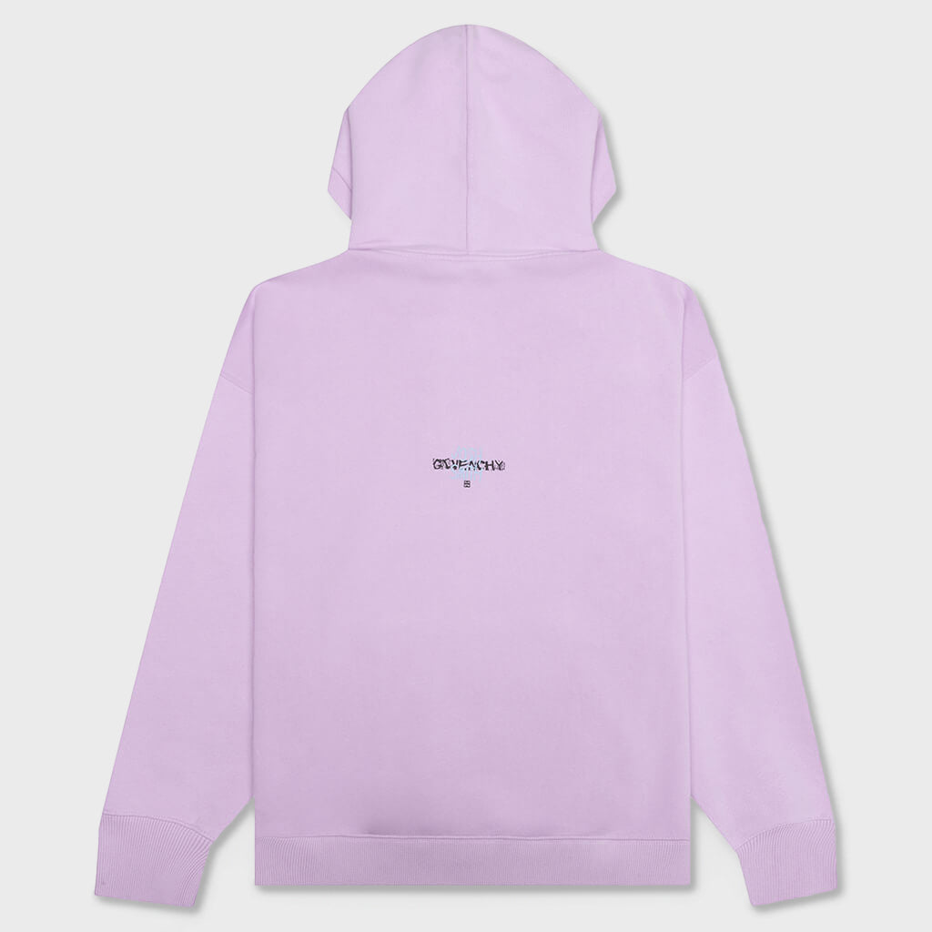 Slim Fit Embroidery & Print Hoodie - Lilac